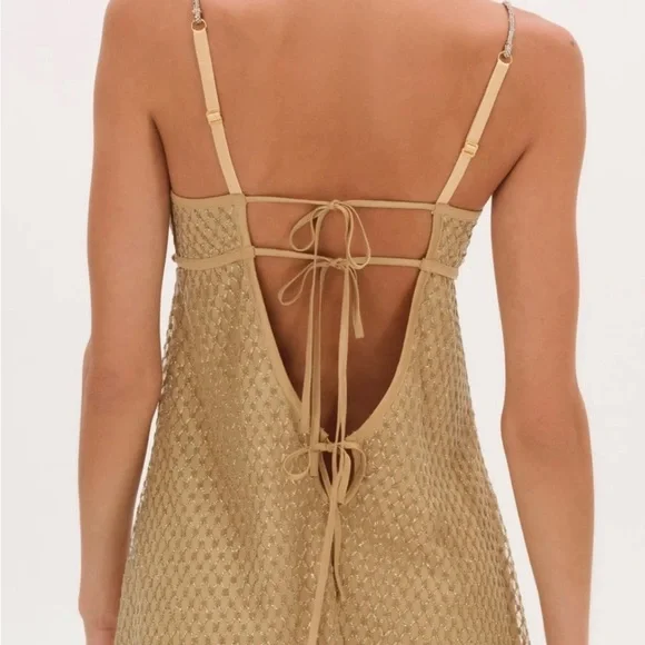 For Love And Lemons Gold Textured Mini Dress - Picture 1 of 3
